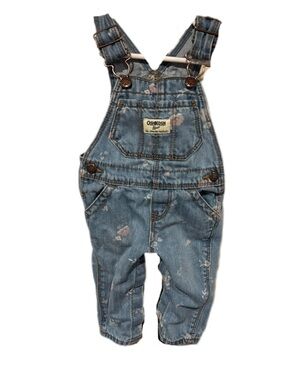 OshKosh Denim Baby Overalls with Floral Pattern infant 3-6mo